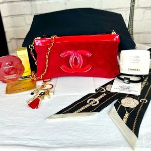 CHANEL Bags Chanel Beauty Line Red Velvet Cc Pouch Crossbody